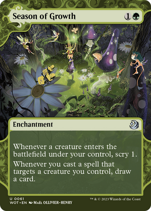 Season of Growth (WOT-061) [Wilds of Eldraine: Enchanting Tales] (Showcase) (Borderless) Foil MTG Single Wizards of the Coast