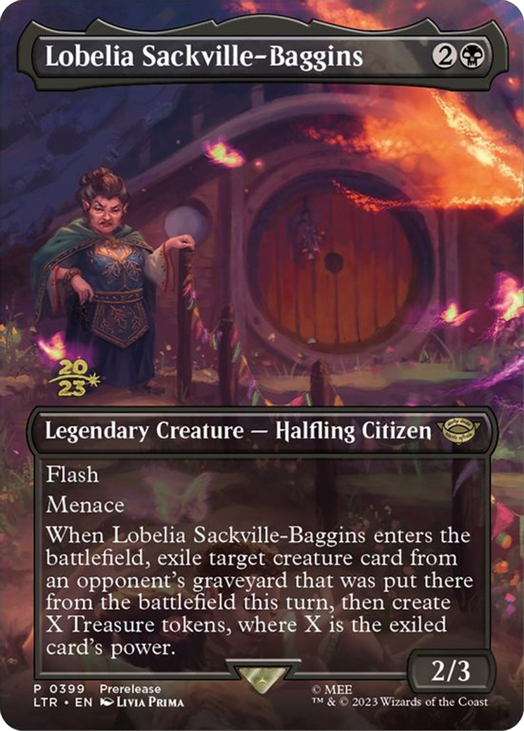 Lobelia Sackville-Baggins (0399) (PRE-399) [Tales of Middle-earth Promos] (Borderless) Foil MTG Single Wizards of the Coast