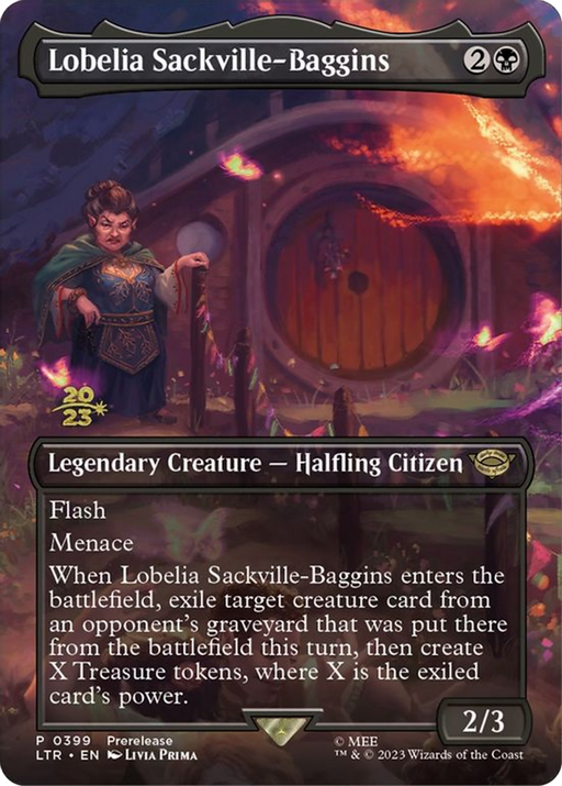 Lobelia Sackville-Baggins (0399) (PRE-399) [Tales of Middle-earth Promos] (Borderless) Foil MTG Single Wizards of the Coast