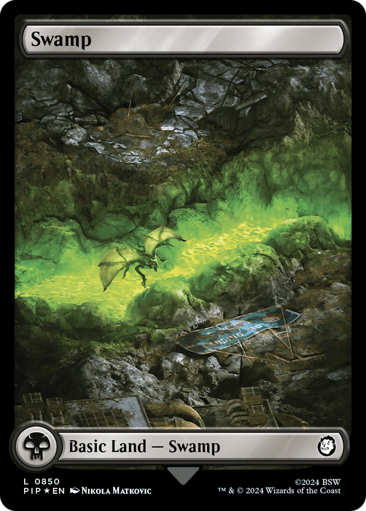 Swamp (0850) (Surge Foil) (PIP-850) [Fallout] Foil MTG Single Wizards of the Coast