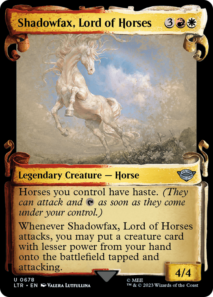 Shadowfax, Lord of Horses (Showcase Scrolls) (LTR-678) [The Lord of the Rings: Tales of Middle-earth] (Showcase) Foil MTG Single Wizards of the Coast