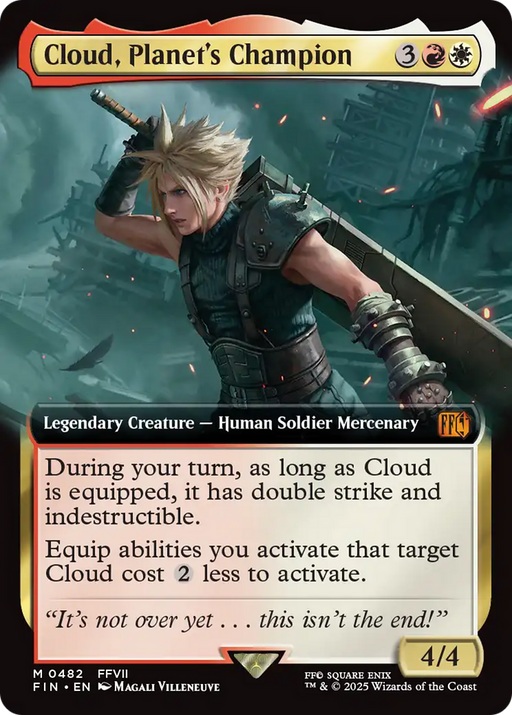 Cloud, Planet's Champion (FIN-482) [FINAL FANTASY] (Extended Art) MTG Single Wizards of the Coast