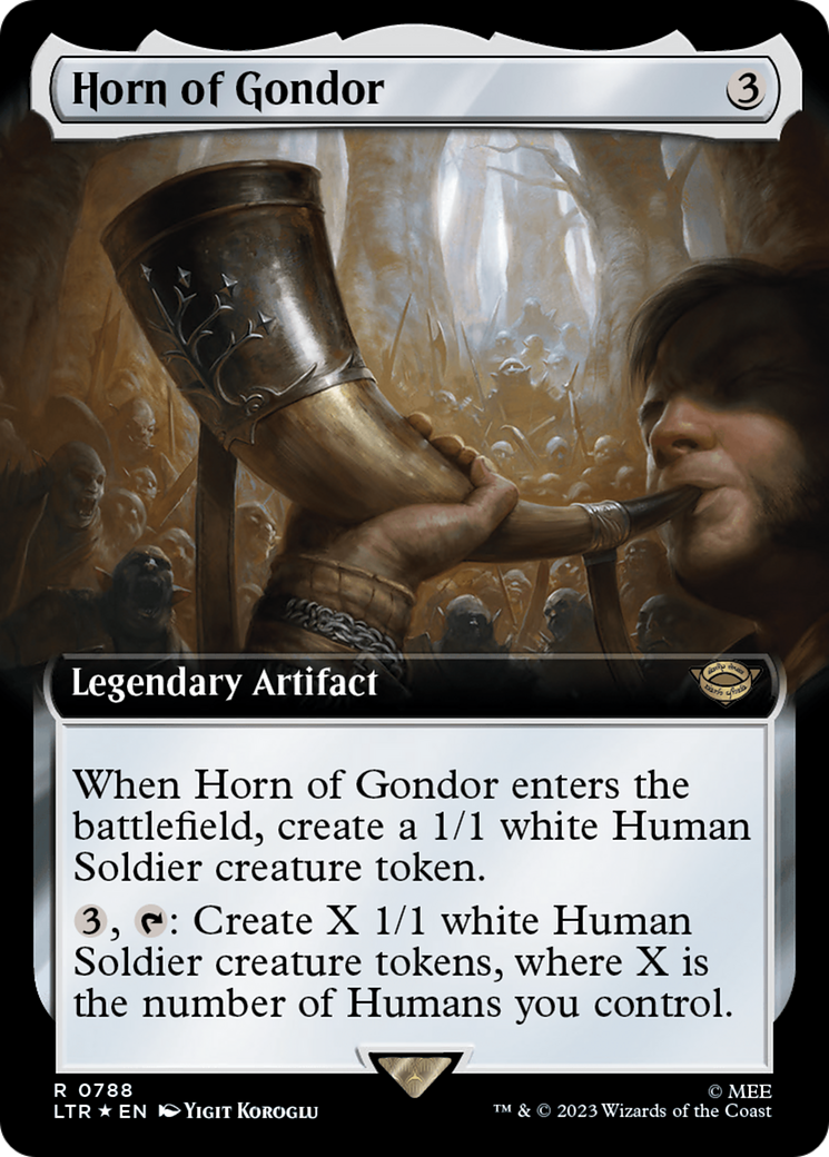 Horn of Gondor (Surge Foil) (LTR-788) [The Lord of the Rings: Tales of Middle-earth] (Extended Art) Foil MTG Single Wizards of the Coast