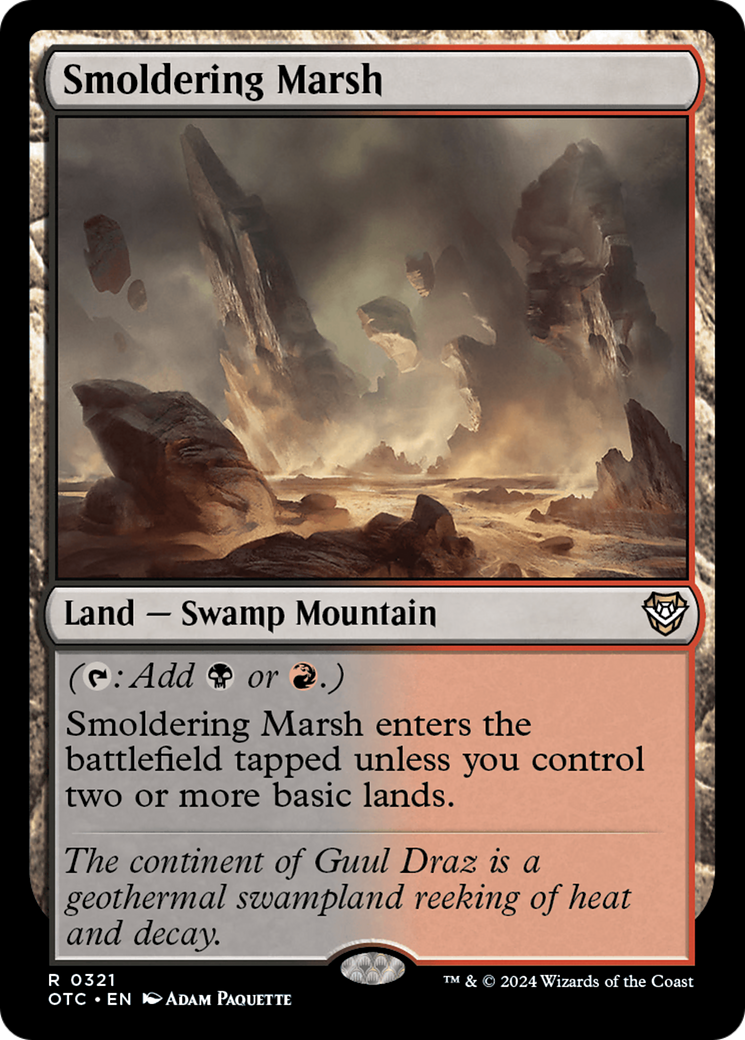 Smoldering Marsh (OTC-321) [Outlaws of Thunder Junction Commander] MTG Single Wizards of the Coast