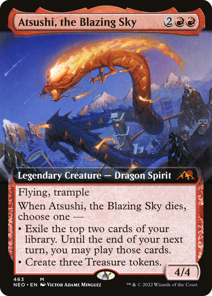 Atsushi, the Blazing Sky (NEO-463) [Kamigawa: Neon Dynasty] (Extended Art) Foil MTG Single Wizards of the Coast