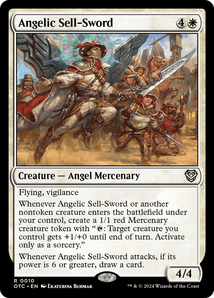 Angelic Sell-Sword (OTC-010) [Outlaws of Thunder Junction Commander] MTG Single Wizards of the Coast