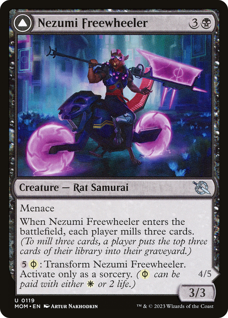 Nezumi Freewheeler // Hideous Fleshwheeler (MOM-119) [March of the Machine] Foil MTG Single Wizards of the Coast