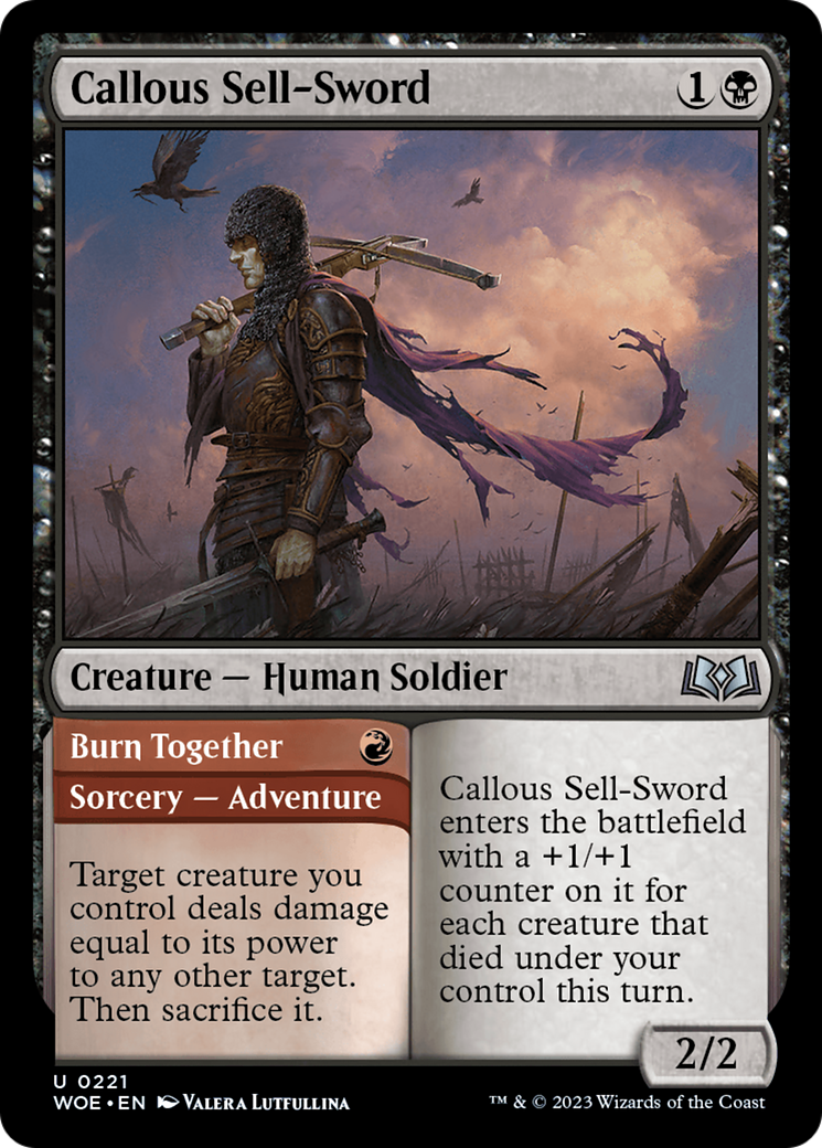 Callous Sell-Sword // Burn Together (WOE-221) [Wilds of Eldraine] MTG Single Wizards of the Coast