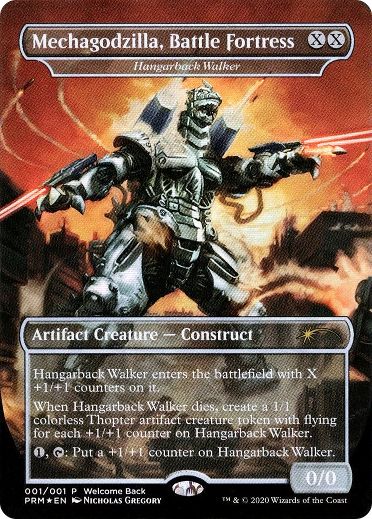 Mechagodzilla, Battle Fortress - Hangarback Walker (Welcome Back Promo) (UMP-001) [Misc] Love Your LGS 2020 (Borderless) Foil MTG Single Wizards of the Coast