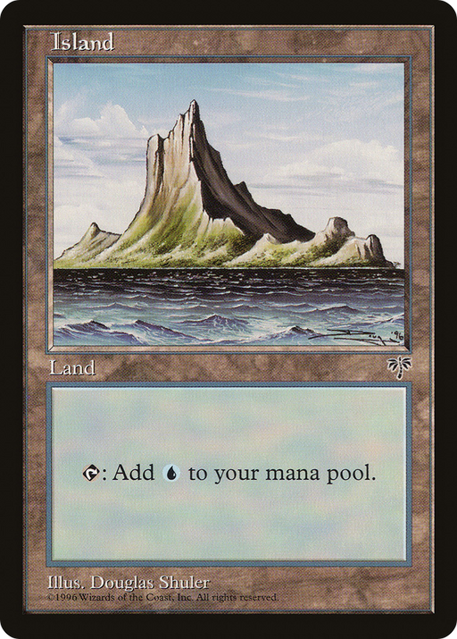 Island (Off-Center Spire) (MIR-) [Mirage] MTG Single Wizards of the Coast