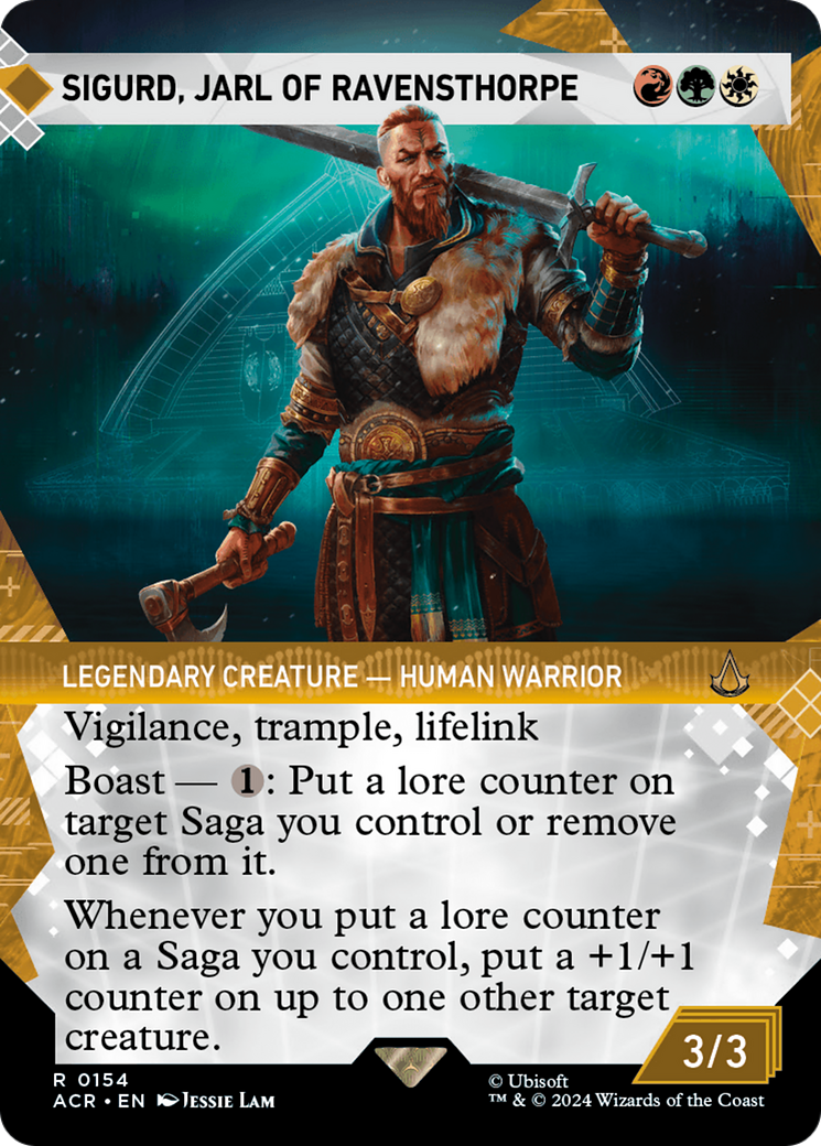 Sigurd, Jarl of Ravensthorpe (ACR-154) [Assassin's Creed] (Showcase) (Borderless) Foil MTG Single Wizards of the Coast