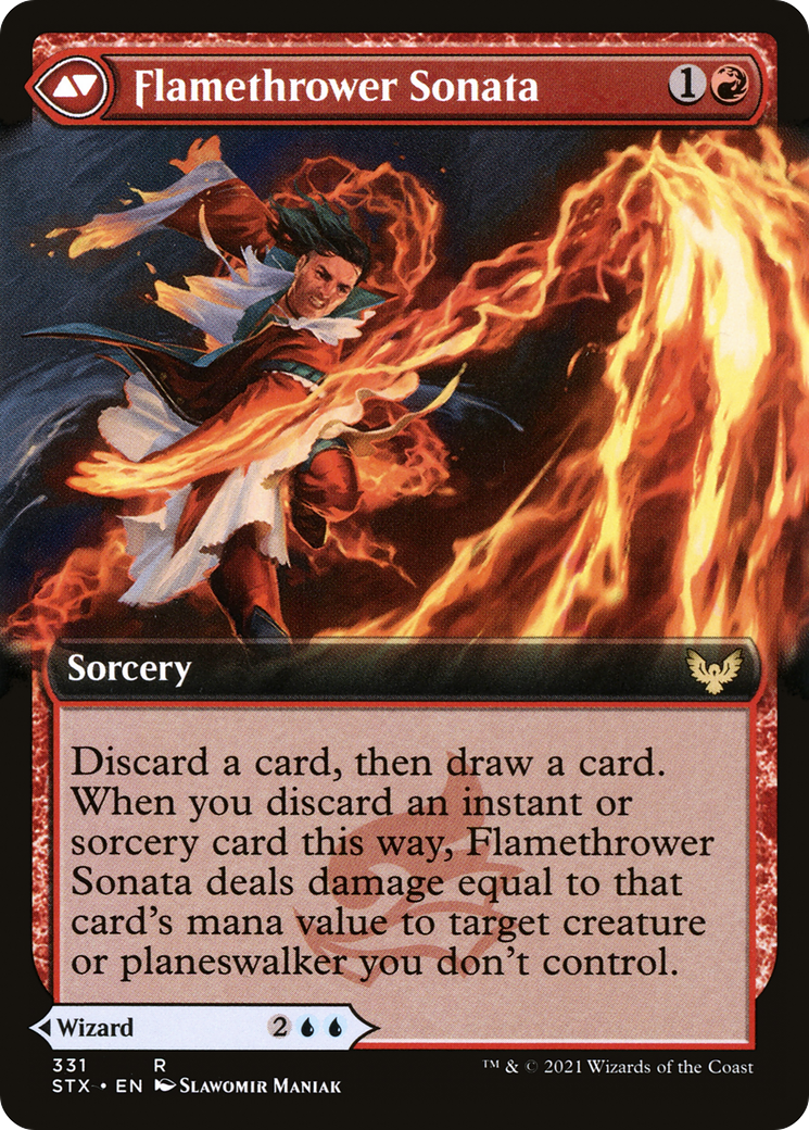 Torrent Sculptor // Flamethrower Sonata (STX-331) [Strixhaven: School of Mages] (Extended Art) Foil MTG Single Wizards of the Coast