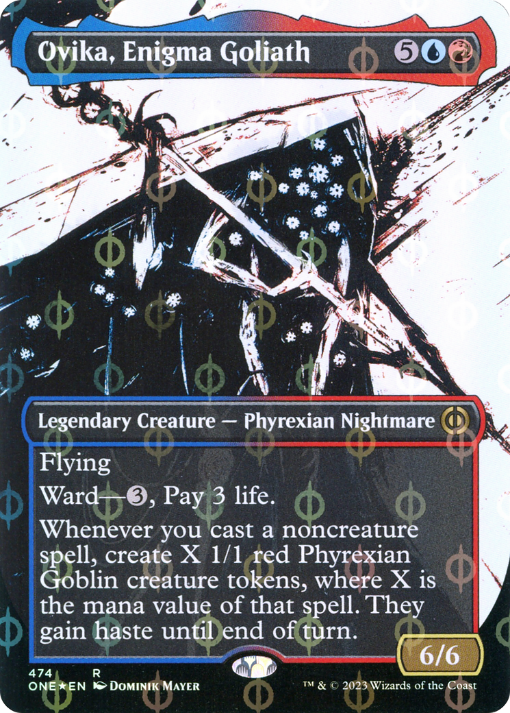 Ovika, Enigma Goliath (Step-and-Compleat Foil) (ONE-474) [Phyrexia: All Will Be One] (Showcase) (Borderless) Foil MTG Single Wizards of the Coast