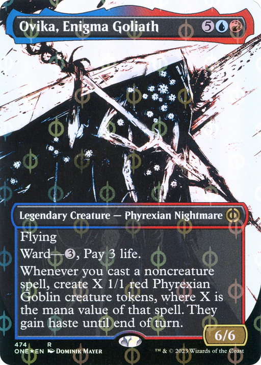 Ovika, Enigma Goliath (Step-and-Compleat Foil) (ONE-474) [Phyrexia: All Will Be One] (Showcase) (Borderless) Foil MTG Single Wizards of the Coast