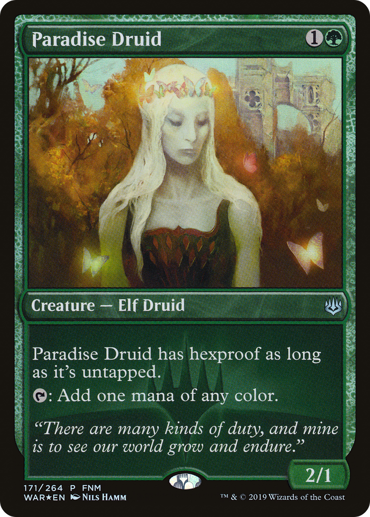 Paradise Druid (FNM-171) [War of the Spark Promos] Foil MTG Single Wizards of the Coast