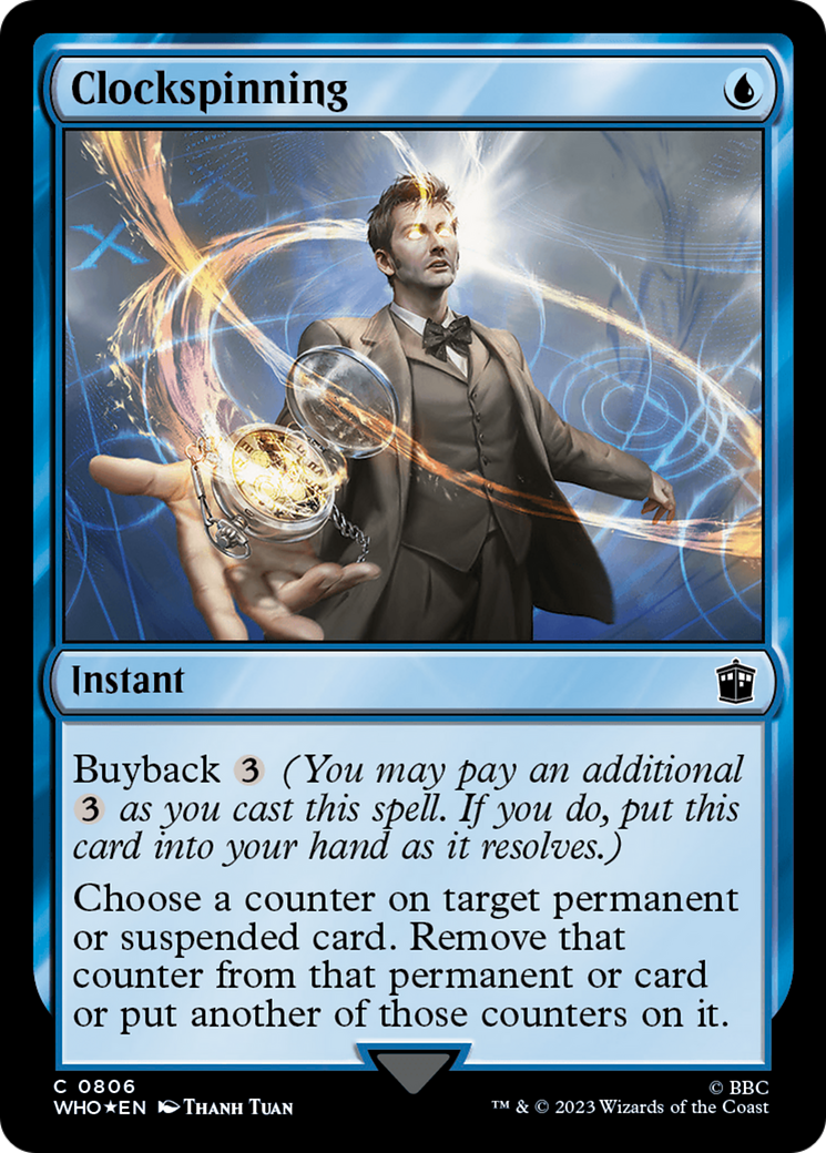 Clockspinning (Surge Foil) (WHO-806) [Doctor Who] Foil MTG Single Wizards of the Coast