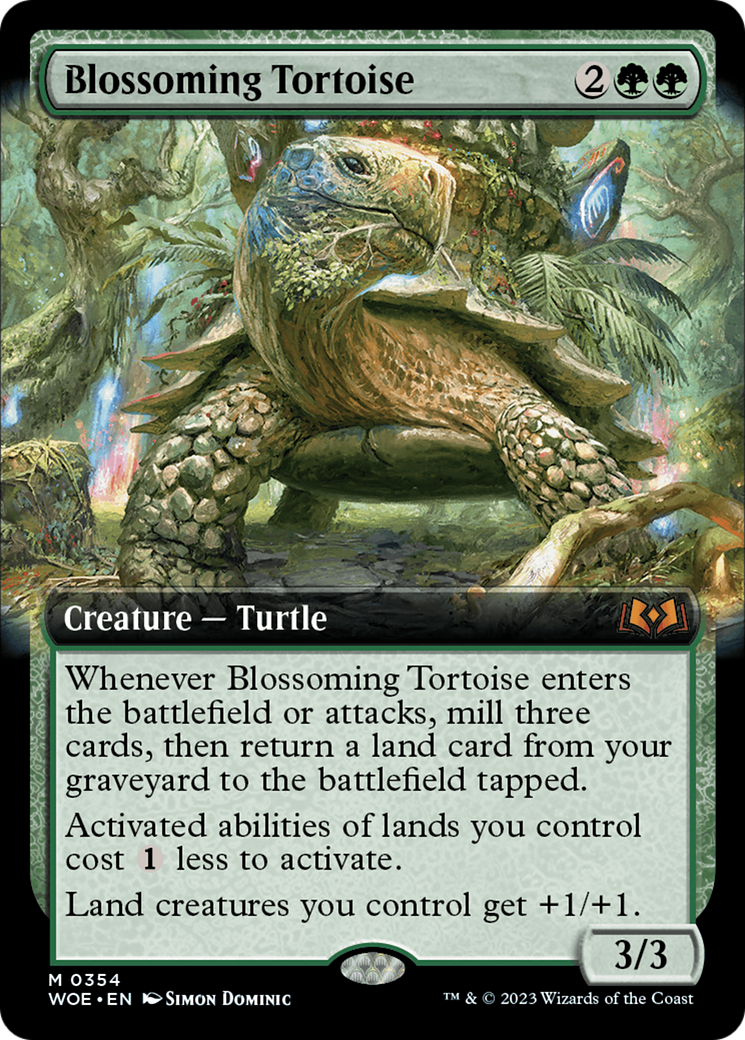 Blossoming Tortoise (WOE-354) [Wilds of Eldraine] (Extended Art) Foil MTG Single Wizards of the Coast
