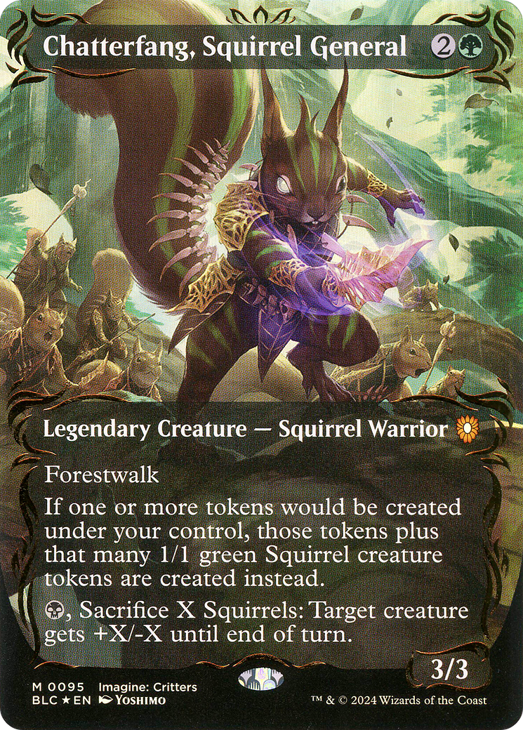 Chatterfang, Squirrel General (Raised Foil) (BLC-095) [Bloomburrow Commander] (Borderless) Foil MTG Single Wizards of the Coast