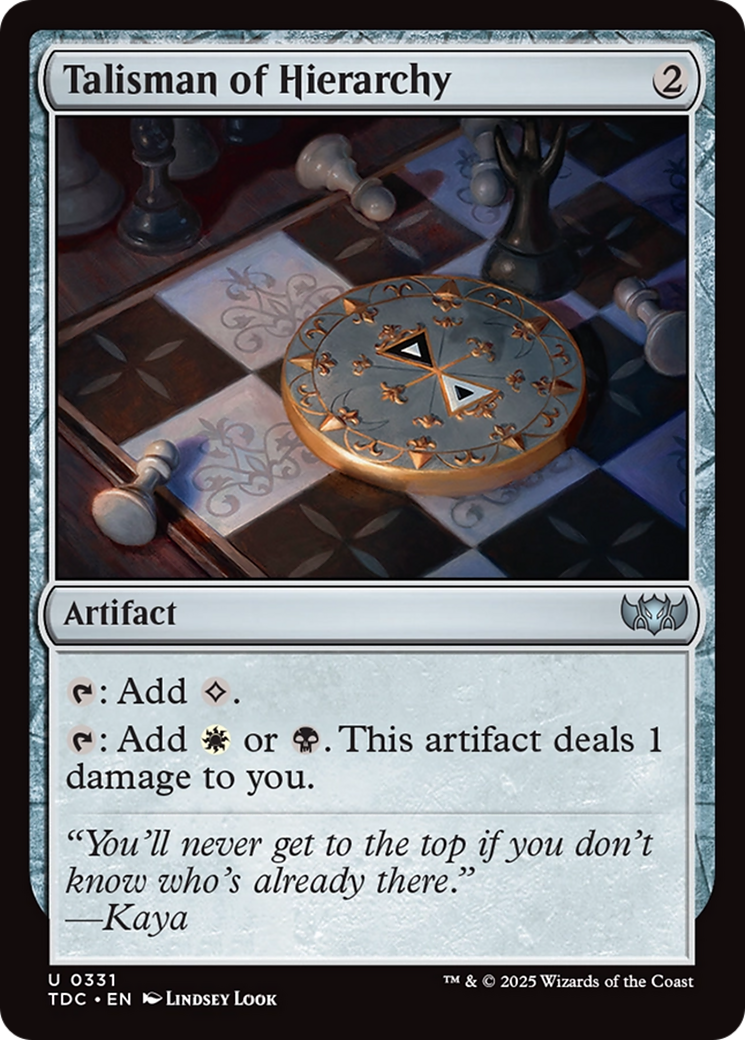 Talisman of Hierarchy (TDC-331) [Commander: Tarkir: Dragonstorm] MTG Single Wizards of the Coast