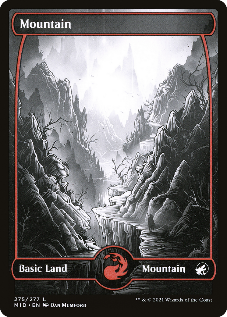 Mountain (275) (MID-275) [Innistrad: Midnight Hunt] (Full Art, Showcase) MTG Single Wizards of the Coast