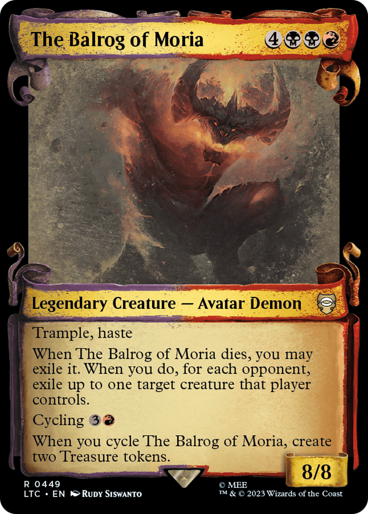 The Balrog of Moria (Showcase Scrolls) (LTC-449) [Tales of Middle-earth Commander] (Showcase) Foil MTG Single Wizards of the Coast
