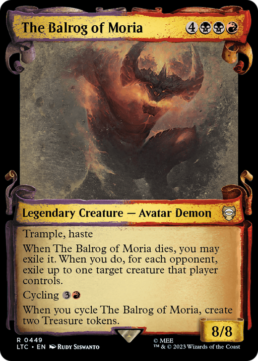 The Balrog of Moria (Showcase Scrolls) (LTC-449) [Tales of Middle-earth Commander] (Showcase) Foil MTG Single Wizards of the Coast