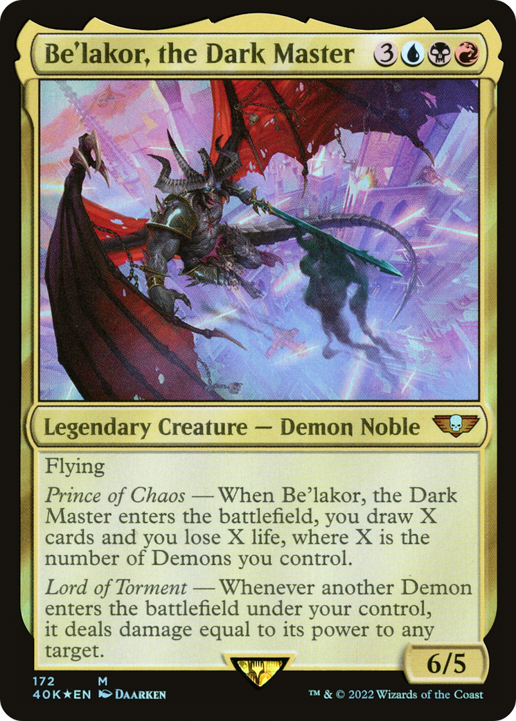 Be'lakor, the Dark Master (40K-172) [Warhammer 40,000 Commander] Foil MTG Single Wizards of the Coast