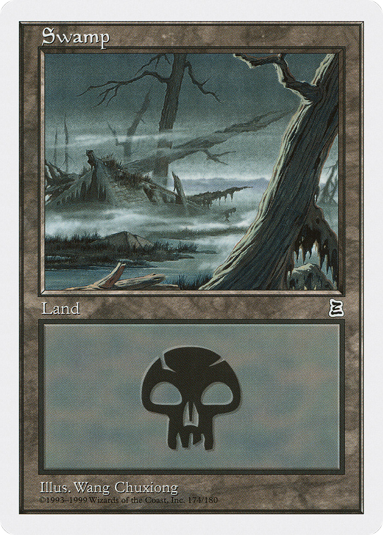 Swamp (PTK-174) [Oldschool] Portal Three Kingdoms MTG Single Wizards of the Coast