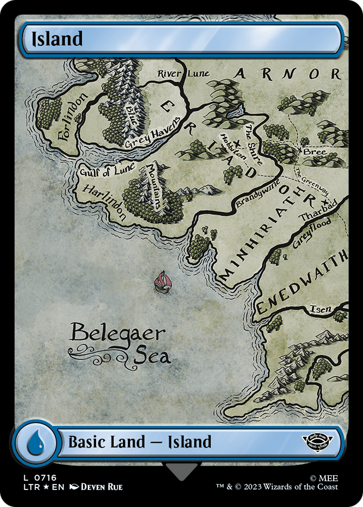 Island (0716) (Surge Foil) (LTR-716) [The Lord of the Rings: Tales of Middle-earth] Foil MTG Single Wizards of the Coast