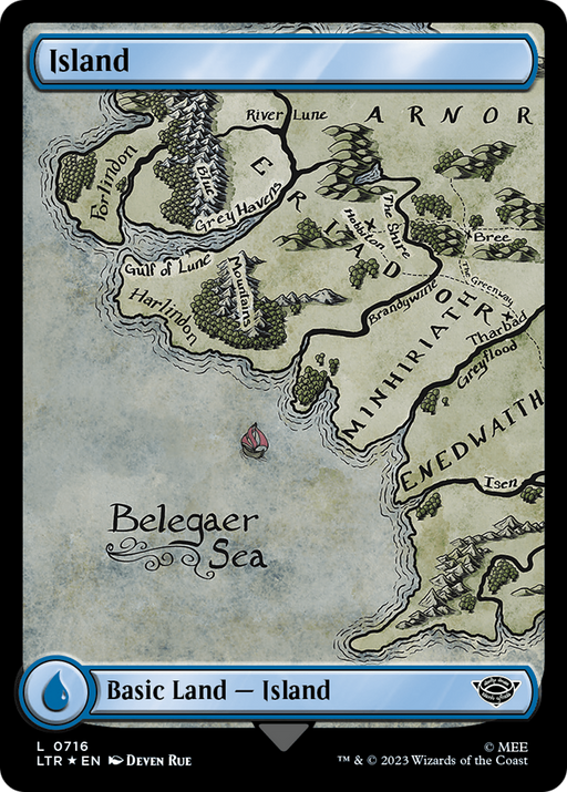 Island (0716) (Surge Foil) (LTR-716) [The Lord of the Rings: Tales of Middle-earth] Foil MTG Single Wizards of the Coast