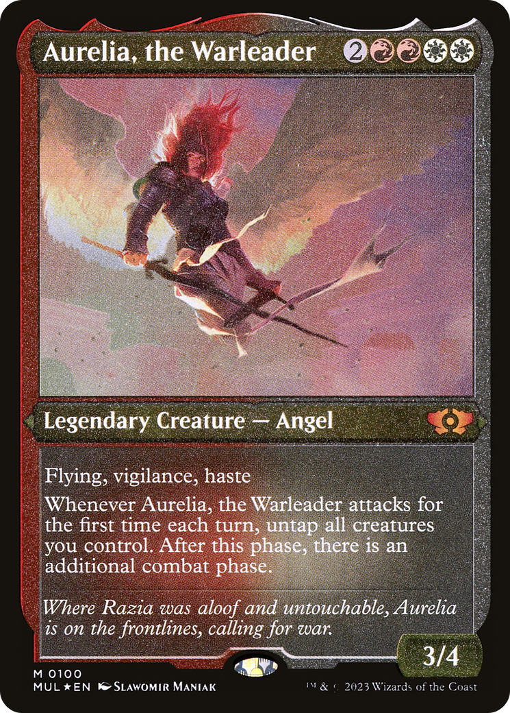 Aurelia, the Warleader (Foil Etched) (MUL-100) [Multiverse Legends] Foil MTG Single Wizards of the Coast