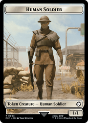 Treasure (0018) // Human Soldier Double-Sided Token [Tokens] Fallout Tokens MTG Single Magic: The Gathering