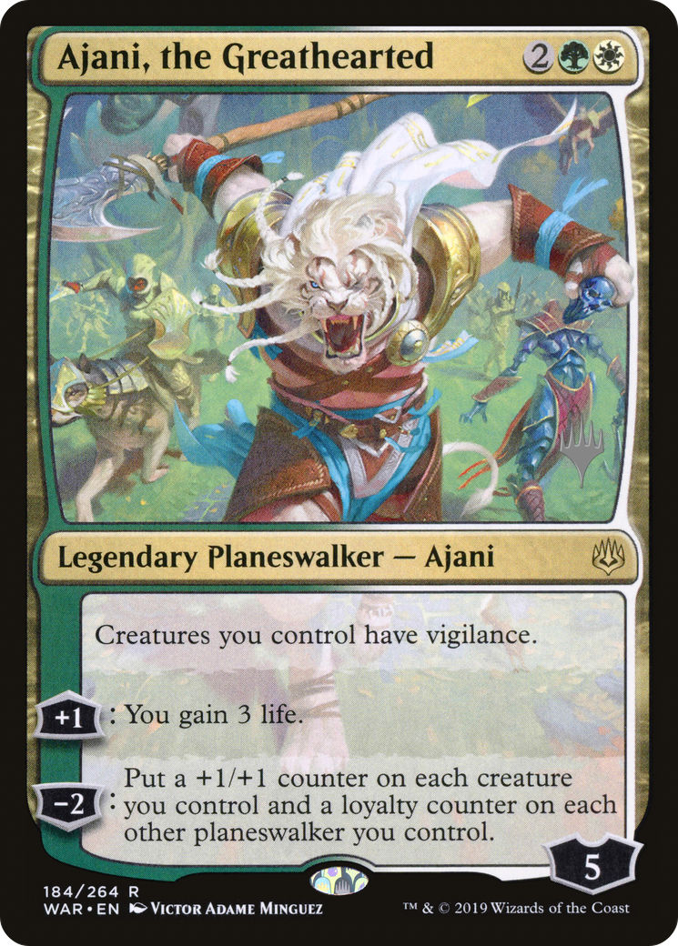 Ajani, the Greathearted (PPELD-184) [War of the Spark Promos] Foil MTG Single Wizards of the Coast