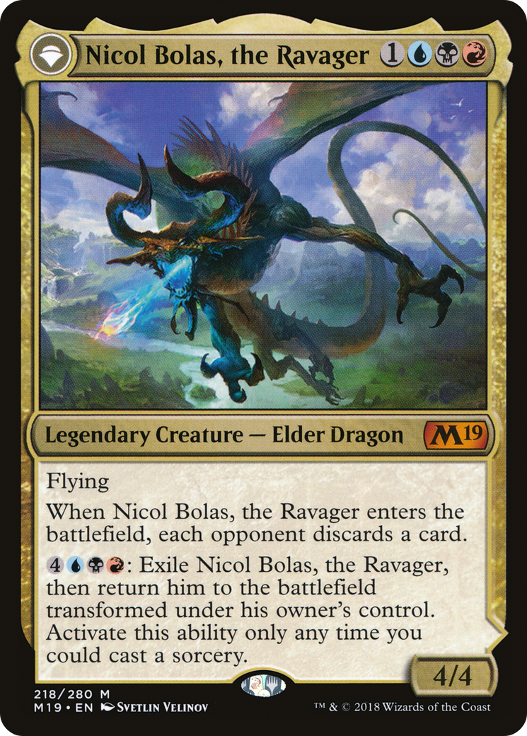 Nicol Bolas, the Ravager // Nicol Bolas, the Arisen (M19-218) [Core Set 2019] Foil MTG Single Wizards of the Coast