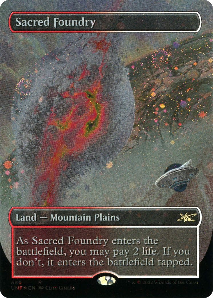 Sacred Foundry (Galaxy Foil) (UNF-536) [Unfinity] (Borderless) Foil MTG Single Wizards of the Coast