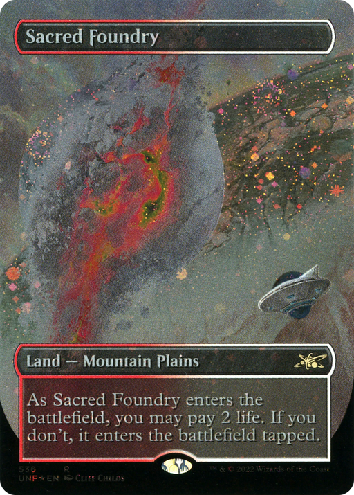 Sacred Foundry (Galaxy Foil) (UNF-536) [Unfinity] (Borderless) Foil MTG Single Wizards of the Coast