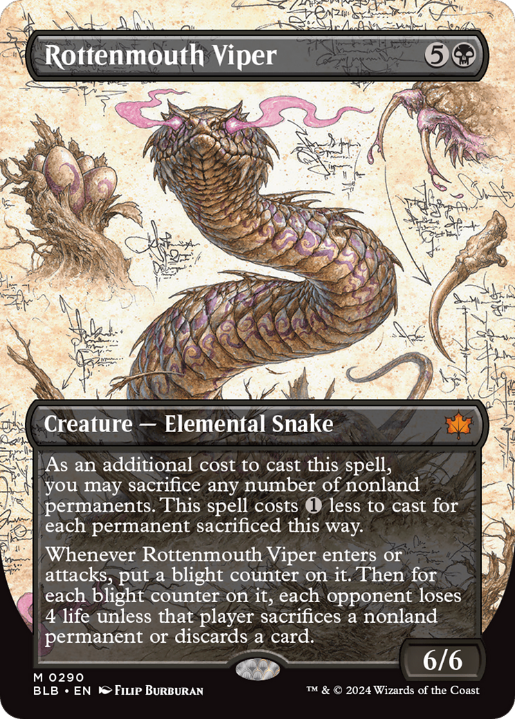 Rottenmouth Viper (Borderless) [Bloomburrow] MTG Single Magic: The Gathering   