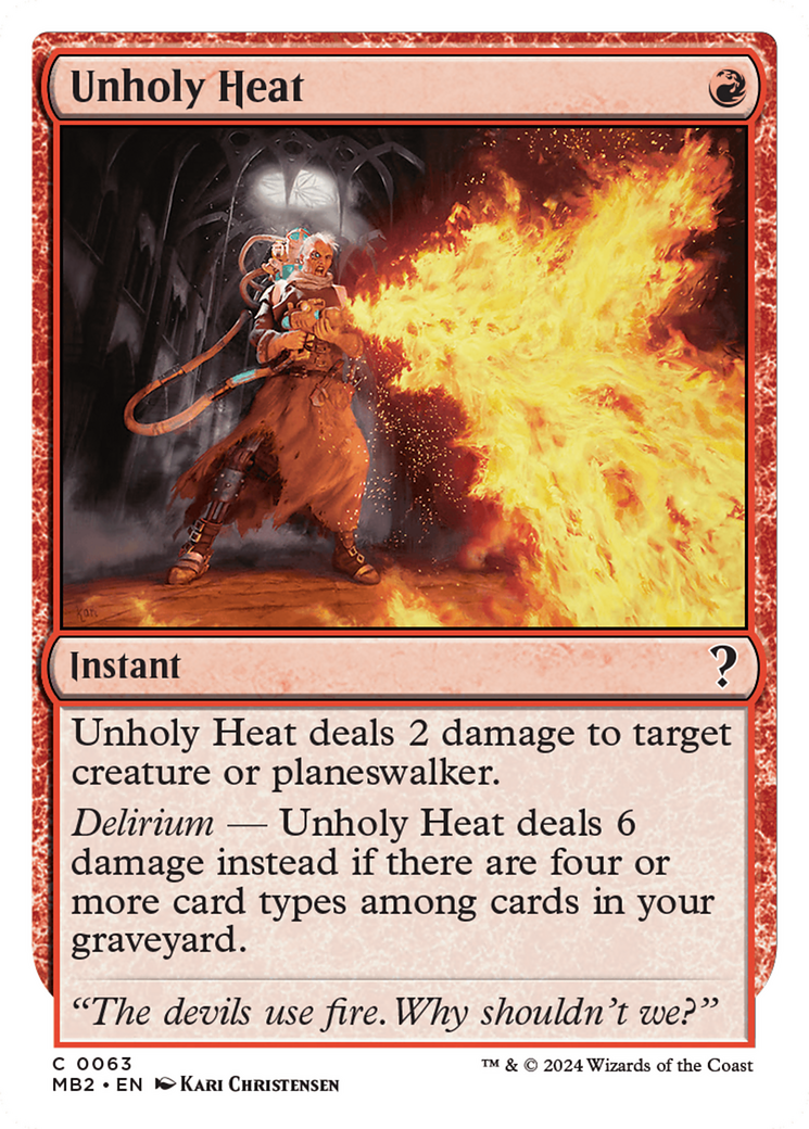 Unholy Heat (White Border) (MB2-063) [Mystery Booster] Mystery Booster 2 MTG Single Wizards of the Coast