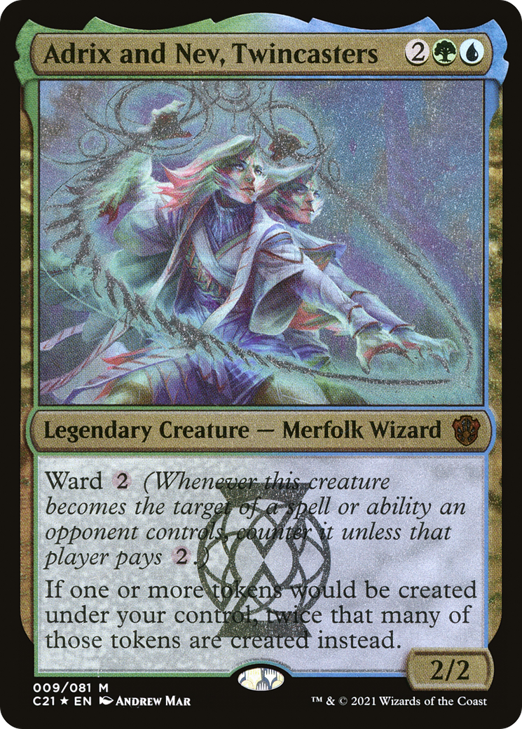 Adrix and Nev, Twincasters (Display Commander) - Thick Stock (C21-009) [Commander 2021 Display Commanders] Foil MTG Single Wizards of the Coast