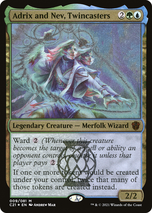 Adrix and Nev, Twincasters (Display Commander) - Thick Stock (C21-009) [Commander 2021 Display Commanders] Foil MTG Single Wizards of the Coast