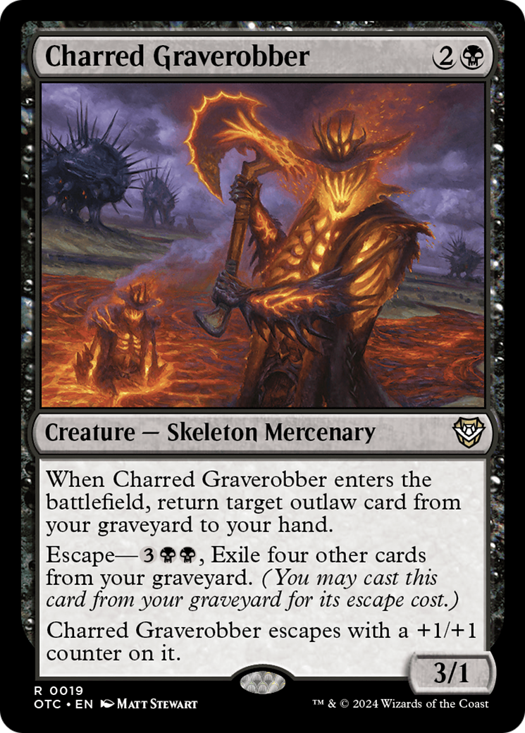 Charred Graverobber (OTC-019) [Outlaws of Thunder Junction Commander] MTG Single Wizards of the Coast