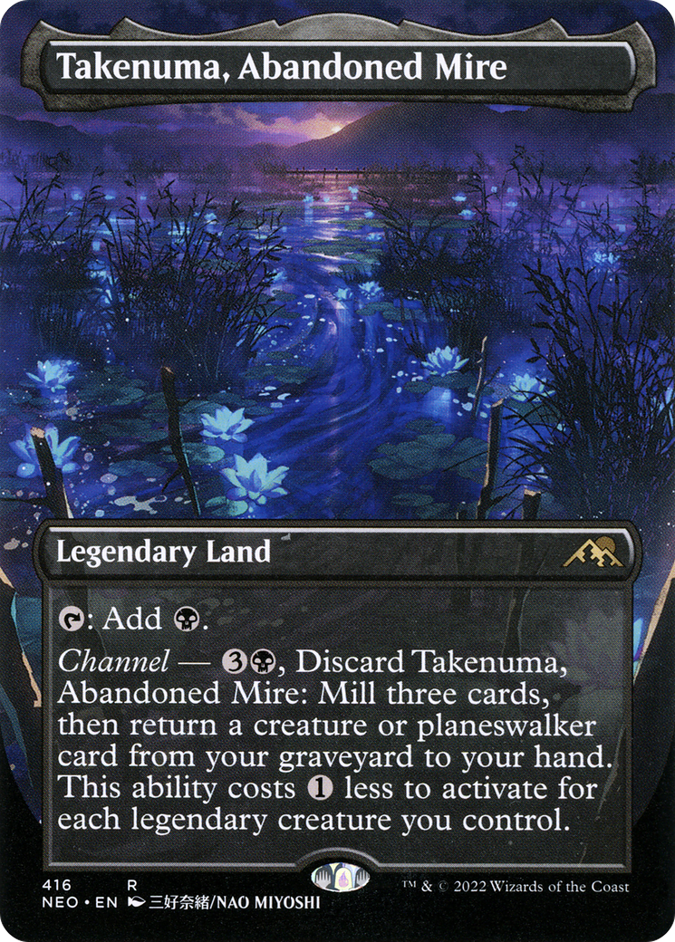 Takenuma, Abandoned Mire (NEO-416) [Kamigawa: Neon Dynasty] (Borderless) Foil MTG Single Wizards of the Coast