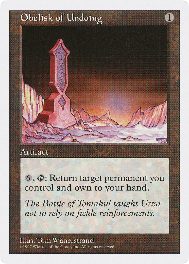 Obelisk of Undoing (5ED-392) [Fifth Edition] MTG Single Wizards of the Coast