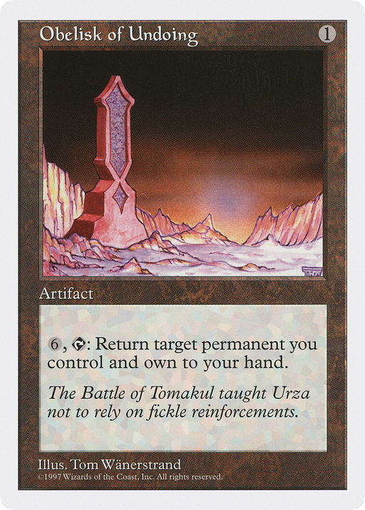 Obelisk of Undoing (5ED-392) [Fifth Edition] MTG Single Wizards of the Coast