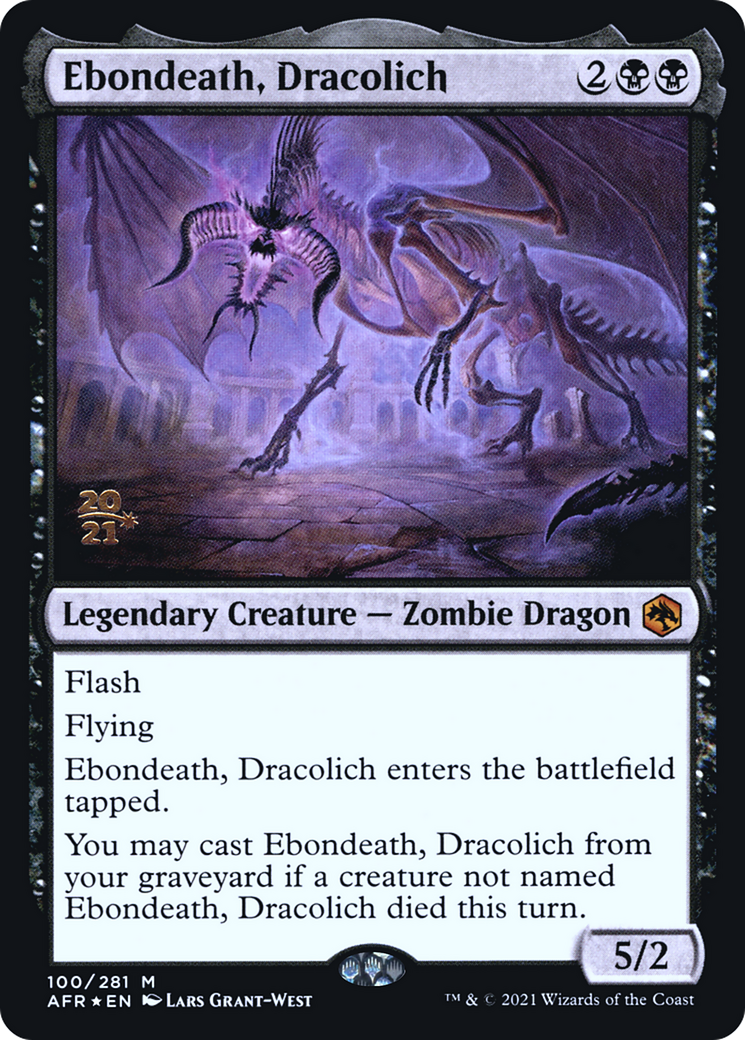 Ebondeath, Dracolich (PRE-100) [Adventures in the Forgotten Realms Promos] Foil MTG Single Wizards of the Coast