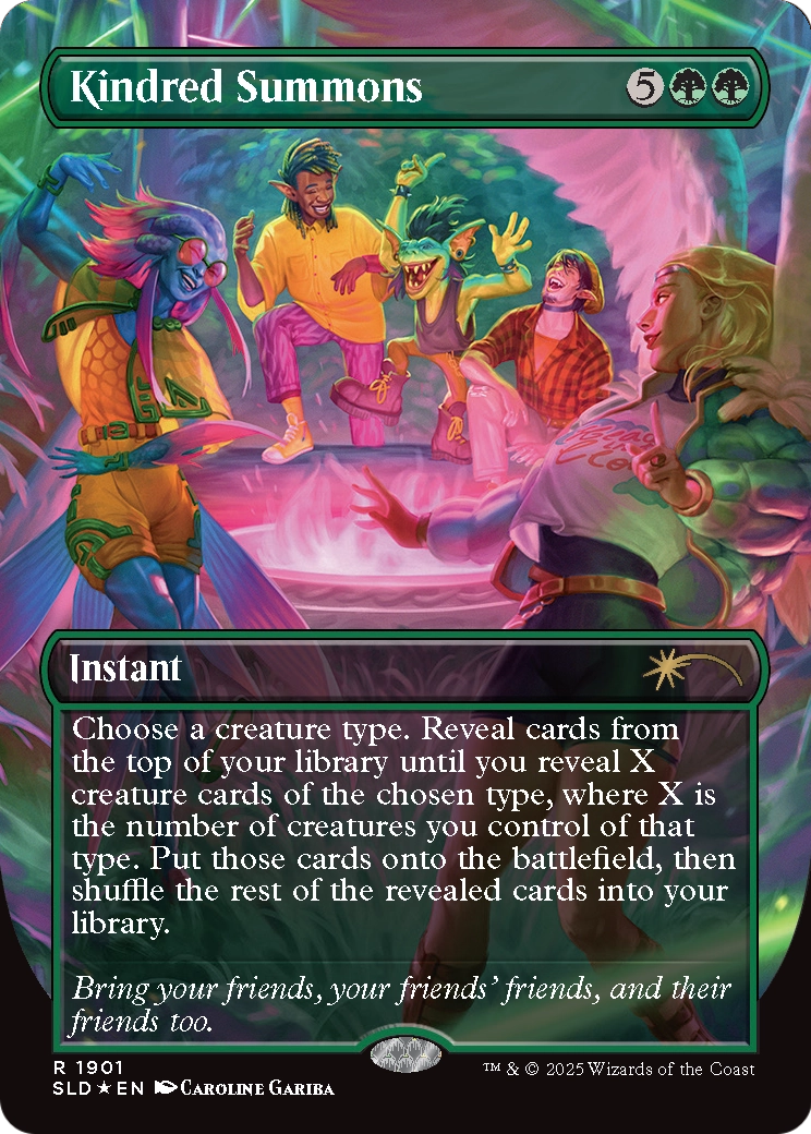 Kindred Summons (Double Rainbow Foil) (SLD-1901) [Secret Lair] Drop (Borderless) Foil MTG Single Wizards of the Coast