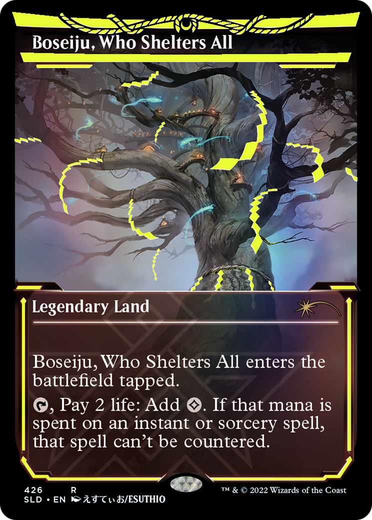 Boseiju, Who Shelters All (Neon Yellow) (SLD-426) [Secret Lair] Drop (Showcase) Foil MTG Single Wizards of the Coast
