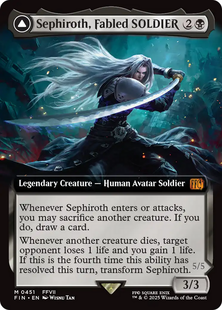 Sephiroth, Fabled SOLDIER // Sephiroth, One-Winged Angel (FIN-451) [FINAL FANTASY] (Extended Art) Foil MTG Single Wizards of the Coast