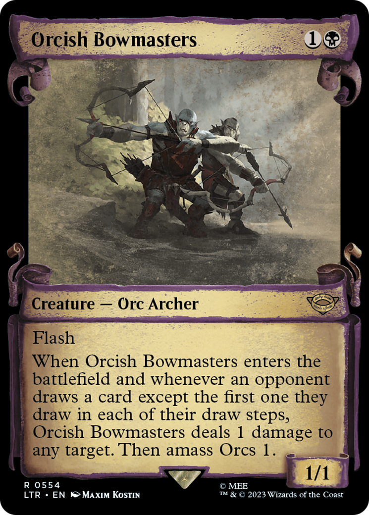 Orcish Bowmasters (Showcase Scrolls) (LTR-554) [The Lord of the Rings: Tales of Middle-earth] (Showcase) Foil MTG Single Wizards of the Coast