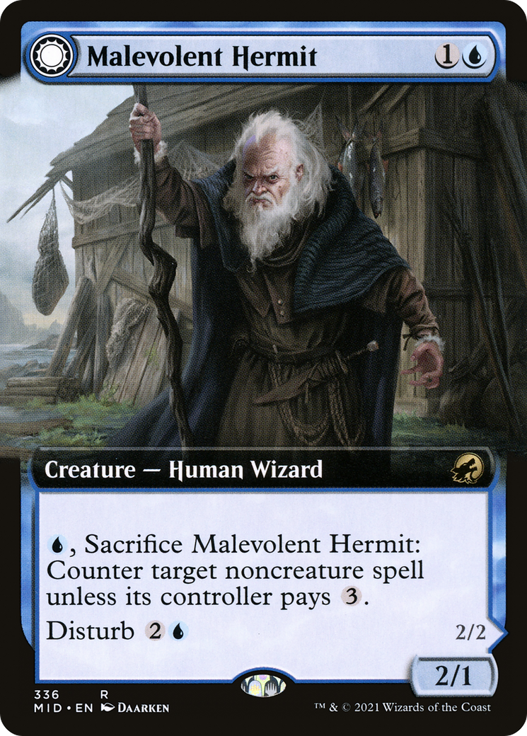 Malevolent Hermit (MID-336) [Innistrad: Midnight Hunt] (Extended Art) Foil MTG Single Wizards of the Coast